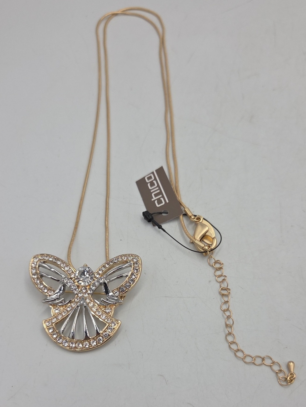 Chico's Two-Tone Gold and Silver Angel Pendant Necklace